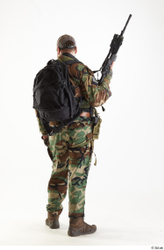 Whole Body Weapons-Rifle Man Pose with machine rifle White Army Athletic Bearded Studio photo references